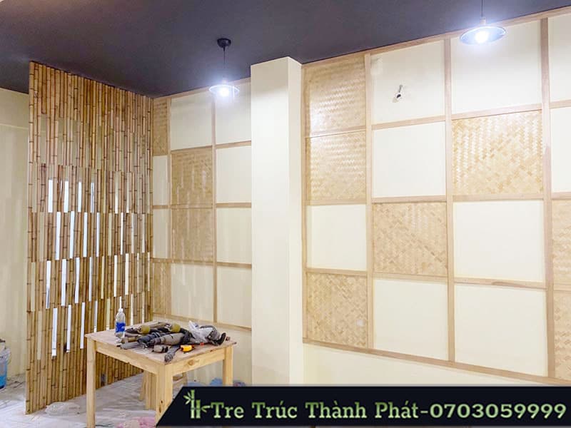 trang trí tường bằng tre trúc