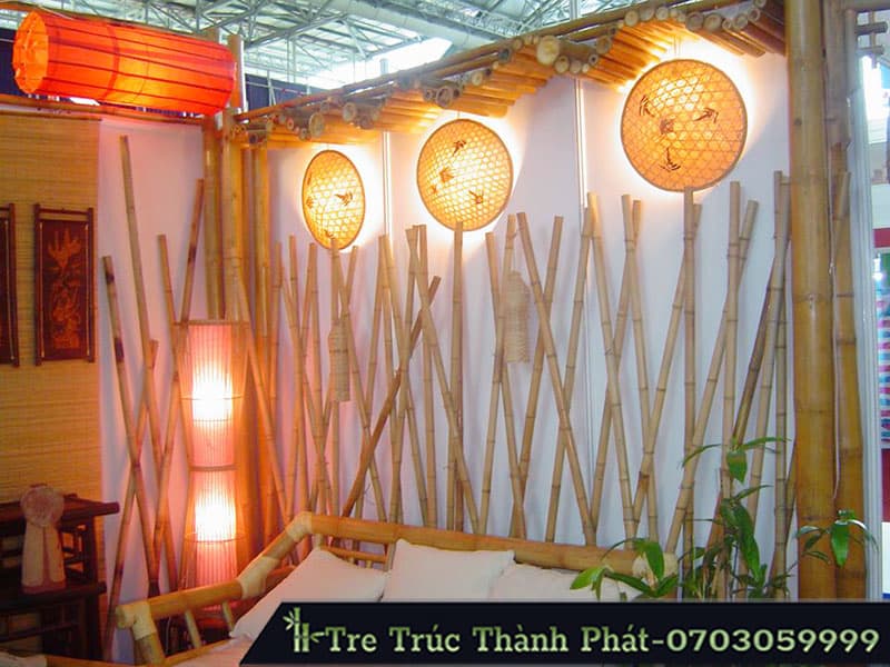 trang trí tường bằng tre