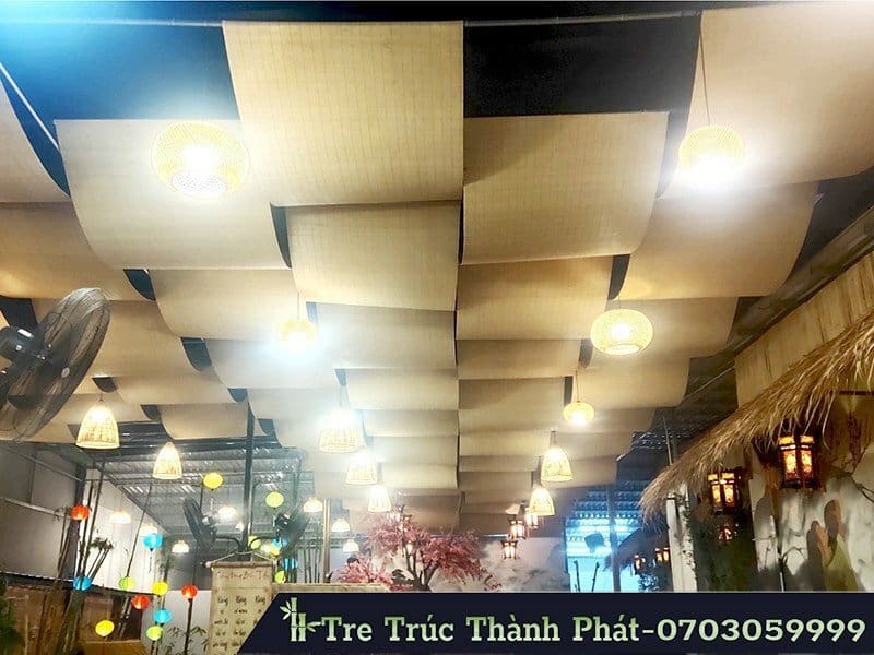 thi công trần mành tre
