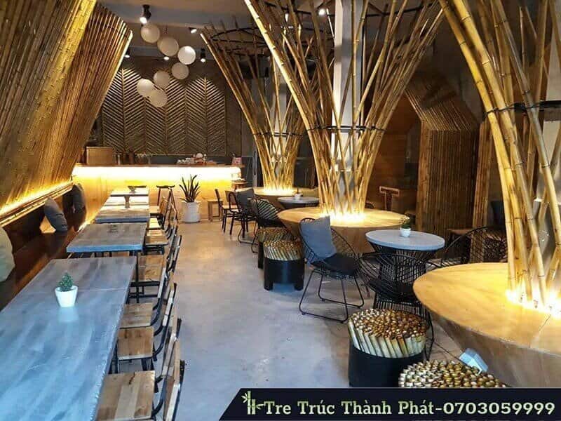 thiết kế quán cà phê bằng tre trúc