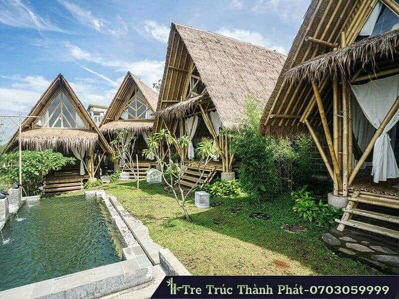 trang trí nhà hàng bằng tre