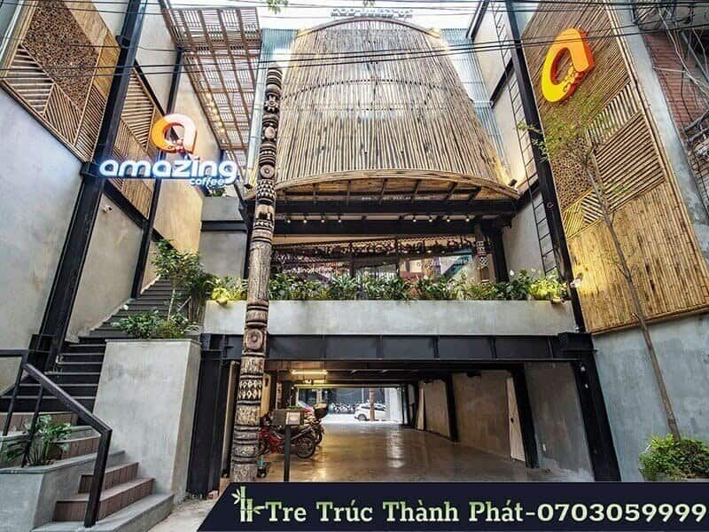 trang trí quán cafe bằng tre